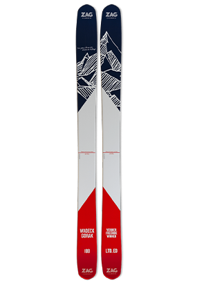 Skis Freeride ZAG SLAP 112 Edition Limitée Wadeck Gorak Bleu Blanc Rouge basse définition